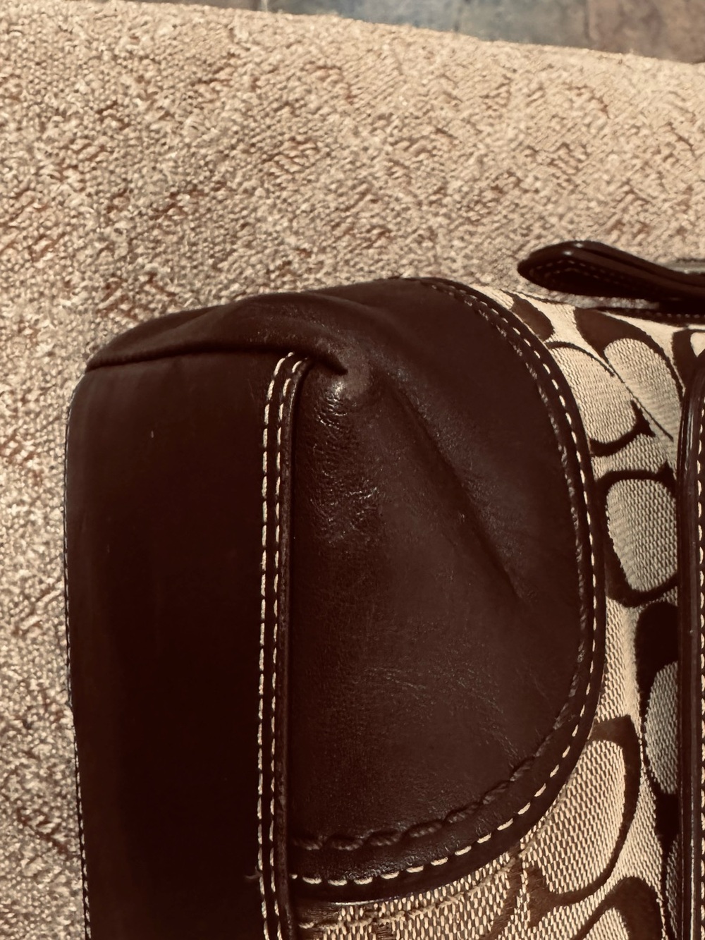 Coach Brown & Tan Signature Canvas Shoulder Bag - Picture 7 of 8